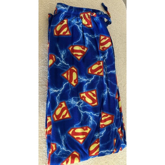 Superman Men's M Fleece Pajama Comfy Pants DC Comics All Over Print Logo - Picture 6 of 6